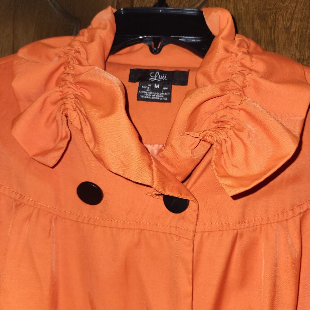 Women's Orange Double-Breasted Lightweight Jacket with Black Buttons - Picture 6 of 9